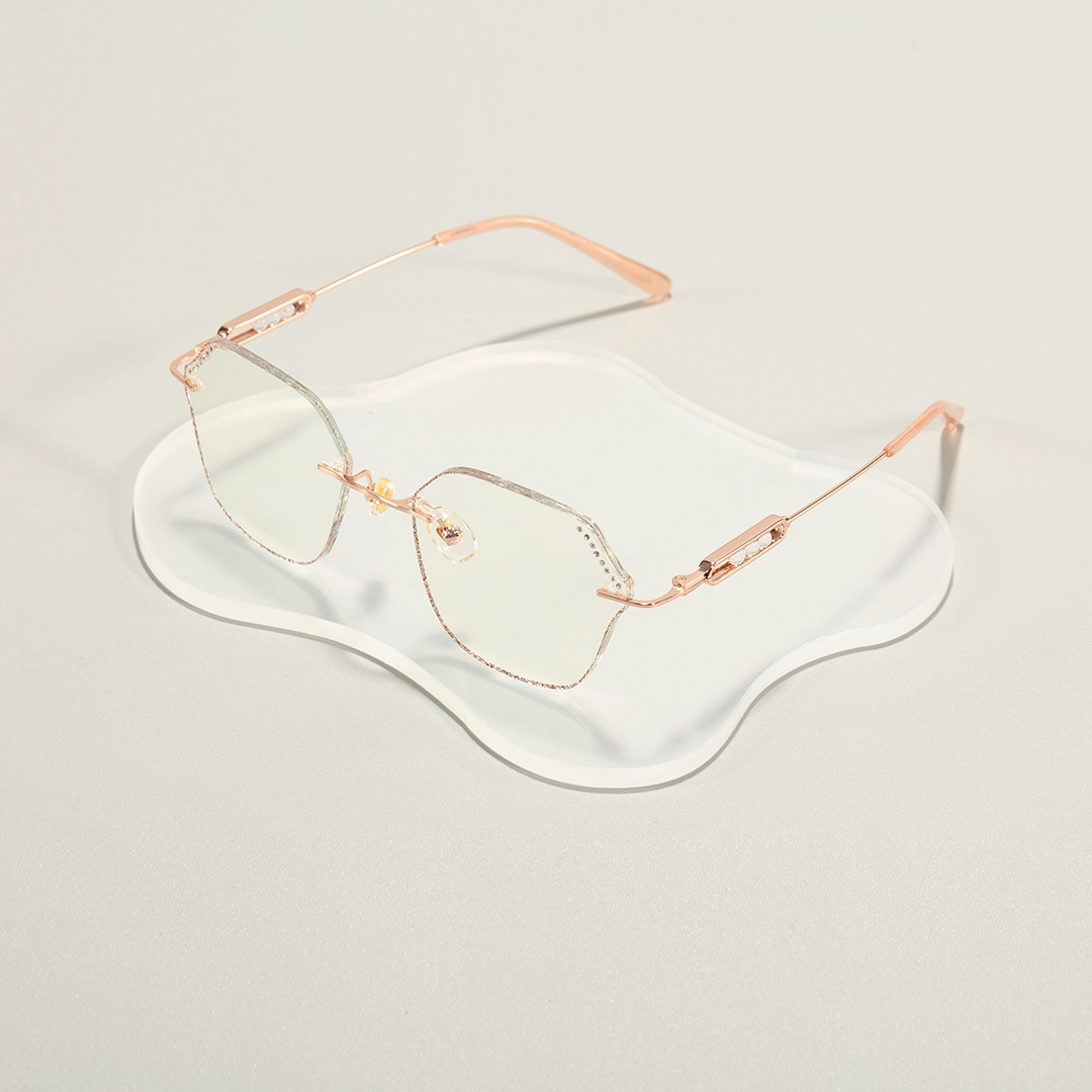 Scene view of Blush geometric metal eyeglasses GM0152511 in clear