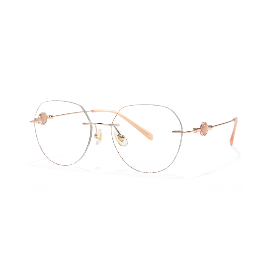 Angle view of Hue geometric metal eyeglasses GM0162511 in gold
