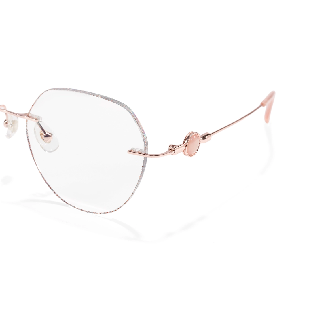 End piece detail of Hue geometric metal eyeglasses GM0162511 in gold