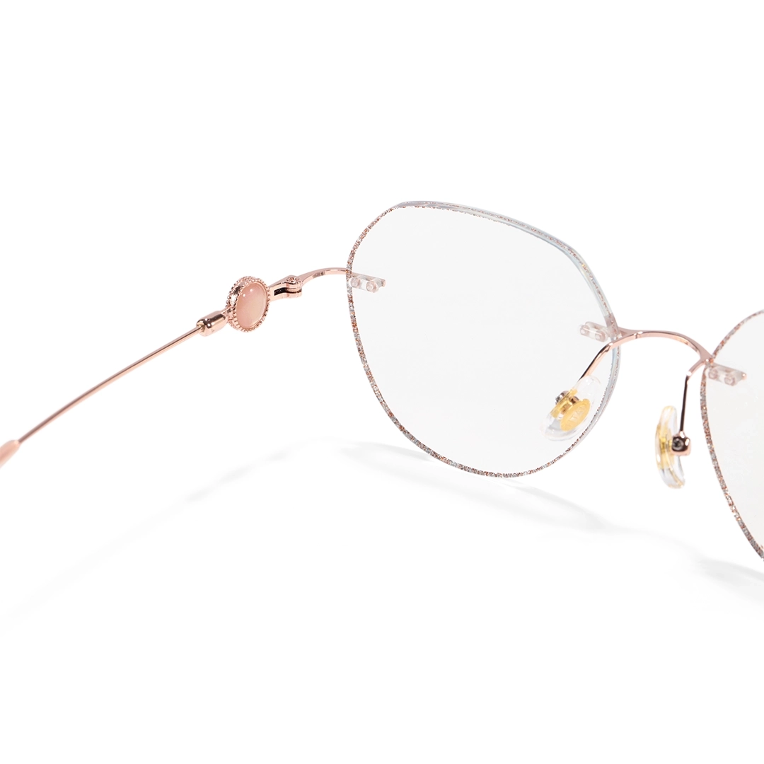Hinge detail of Hue geometric metal eyeglasses GM0162511 in gold