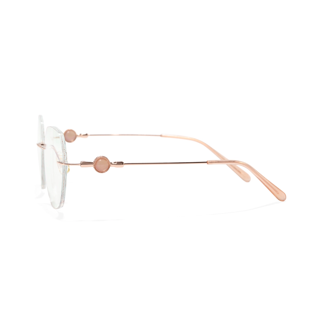 Side view of Hue geometric metal eyeglasses GM0162511 in gold