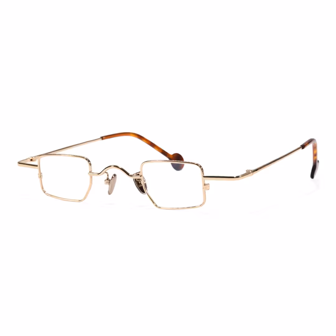 Angle view of Kyn vintage geometric metal eyeglasses GM0182605 in gold