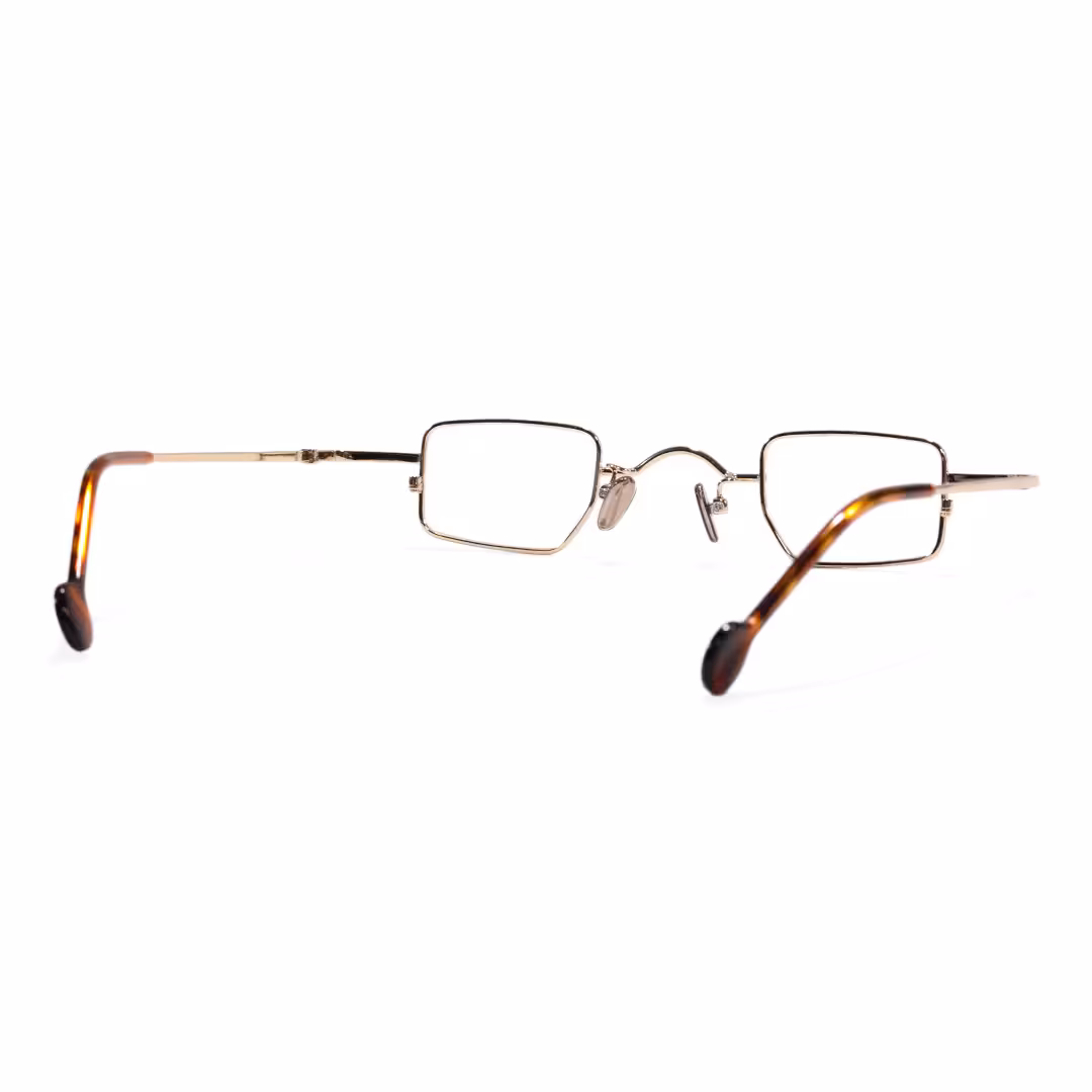 Back view of Kyn vintage geometric metal eyeglasses GM0182605 in gold