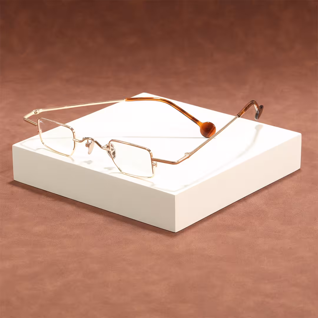 Scene view of Kyn vintage geometric metal eyeglasses GM0182605 in gold