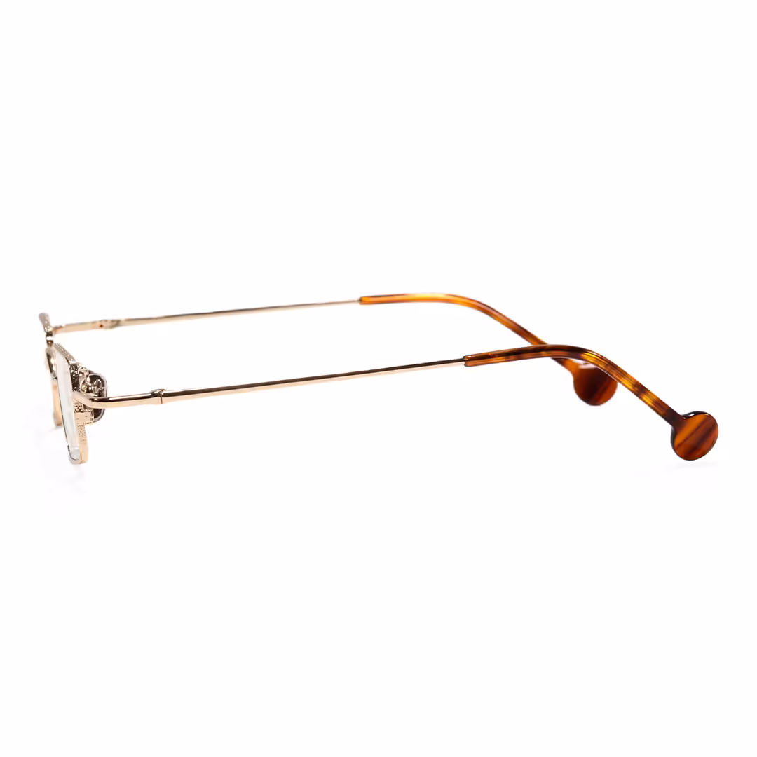 Side view of Kyn vintage geometric metal eyeglasses GM0182605 in gold