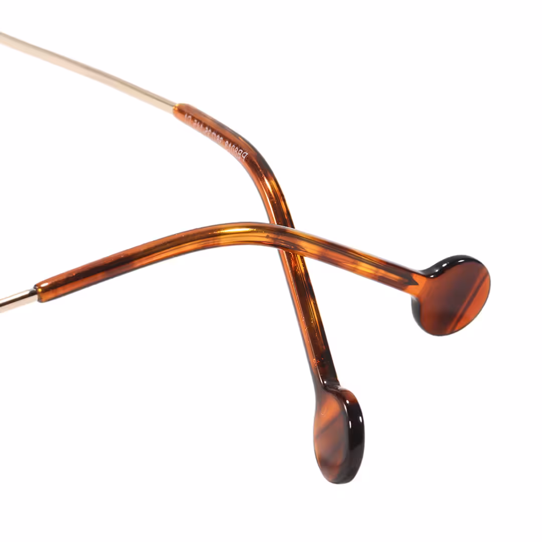 Temple detail of Kyn vintage geometric metal eyeglasses GM0182605 in gold