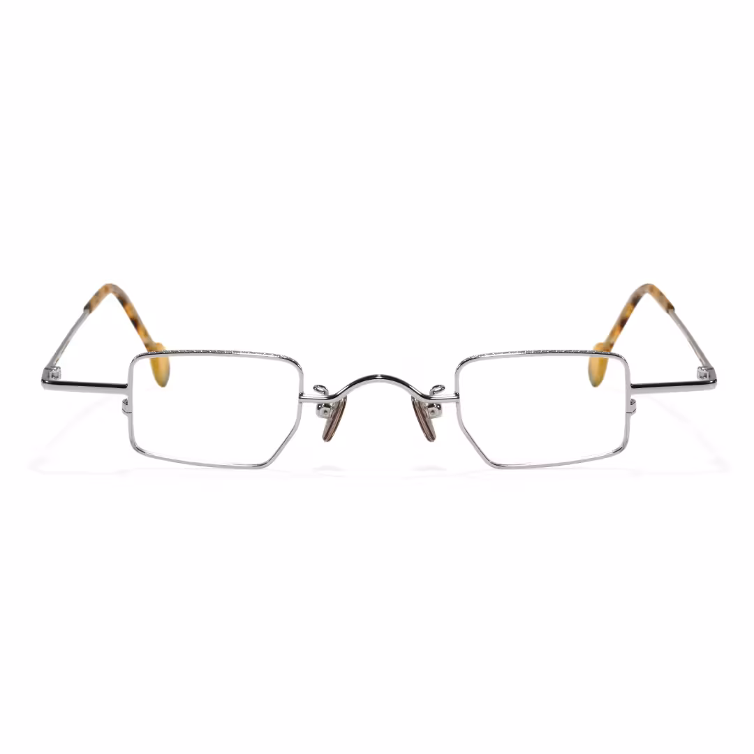 Front view of Kyn vintage geometric metal eyeglasses GM0182605 in silver