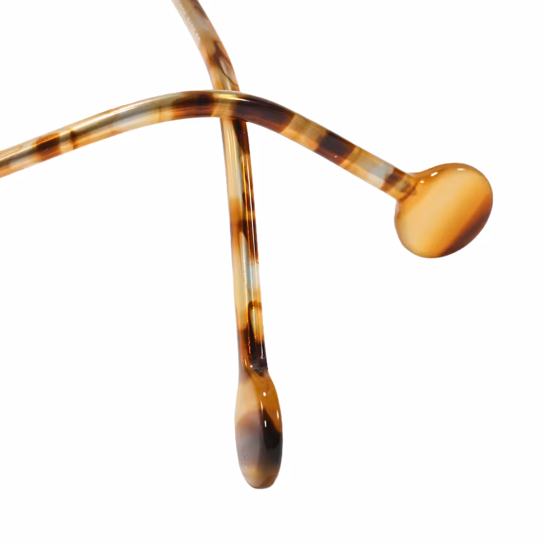 Temple detail of Kyn vintage geometric metal eyeglasses GM0182605 in silver