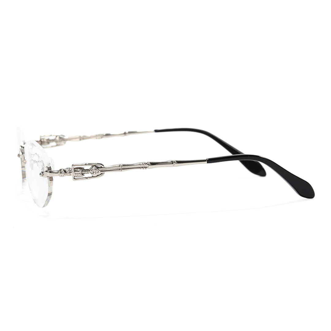 Side view of Mayes fashion geometric metal eyeglasses GM0192601 in silver
