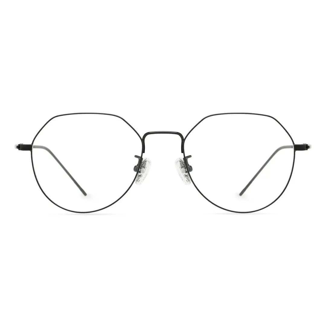 Front view of Hugo geometric metal eyeglasses GM0242409 in black