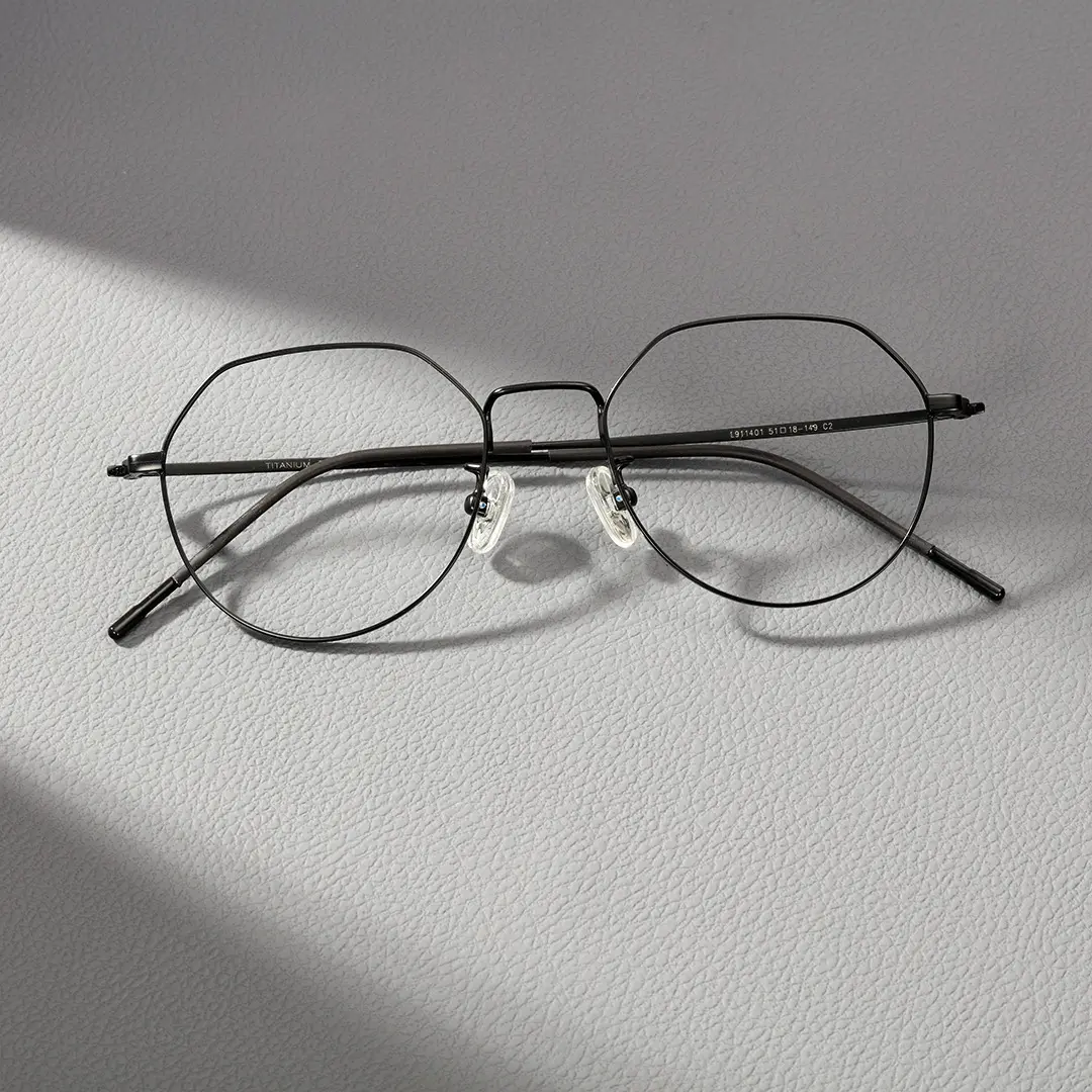Scene view of Hugo geometric metal eyeglasses GM0242409 in black