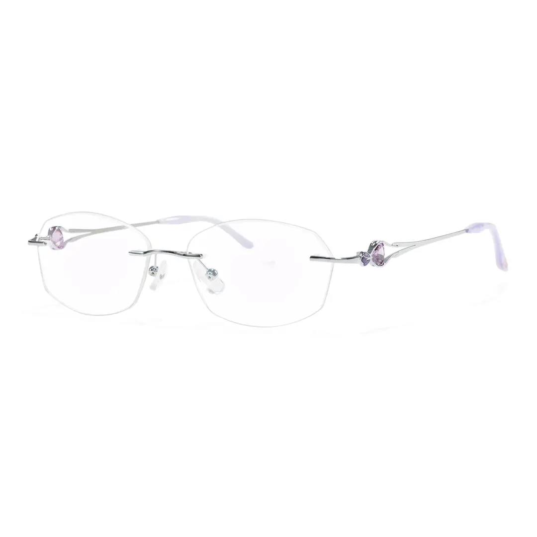 Angle view of Rynne fashion geometric metal eyeglasses GM0282604 in silver