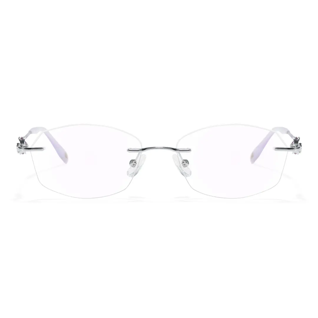 Front view of Rynne fashion geometric metal eyeglasses GM0282604 in silver