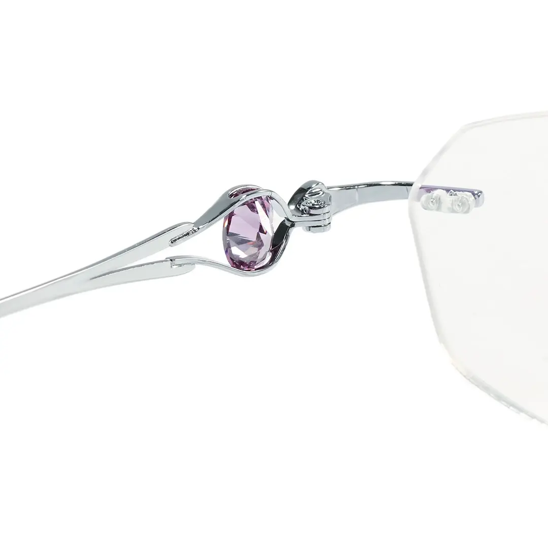 Hinge detail of Rynne fashion geometric metal eyeglasses in silver. SPU: GM0282604