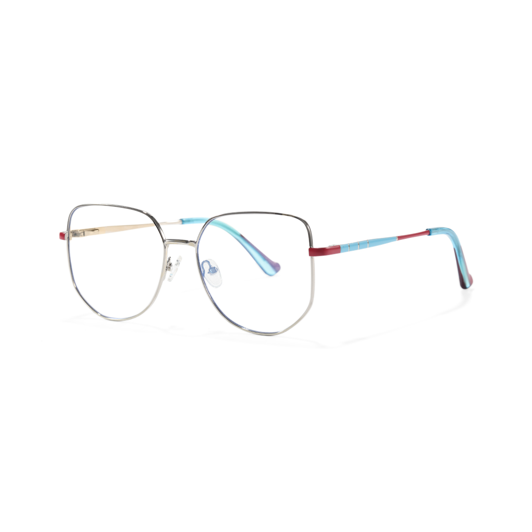 Angle view of Cherish geometric metal eyeglasses GM0502302 in silver