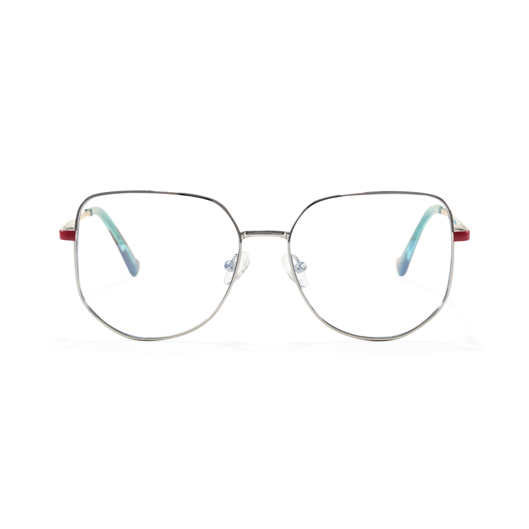 Front view of Cherish geometric metal eyeglasses GM0502302 in silver