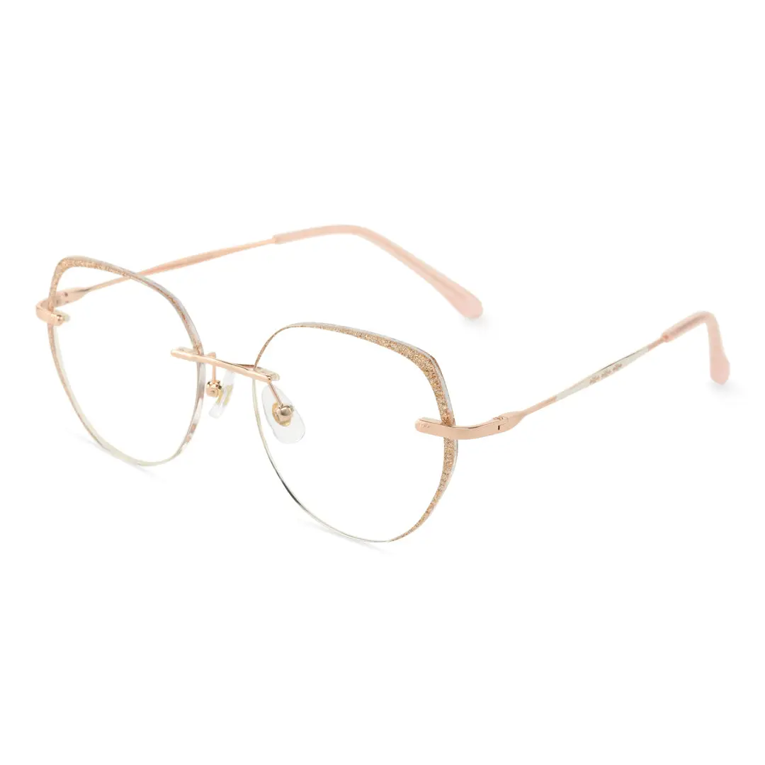 Angle view of Haria geometric metal eyeglasses GM0502410 in gold