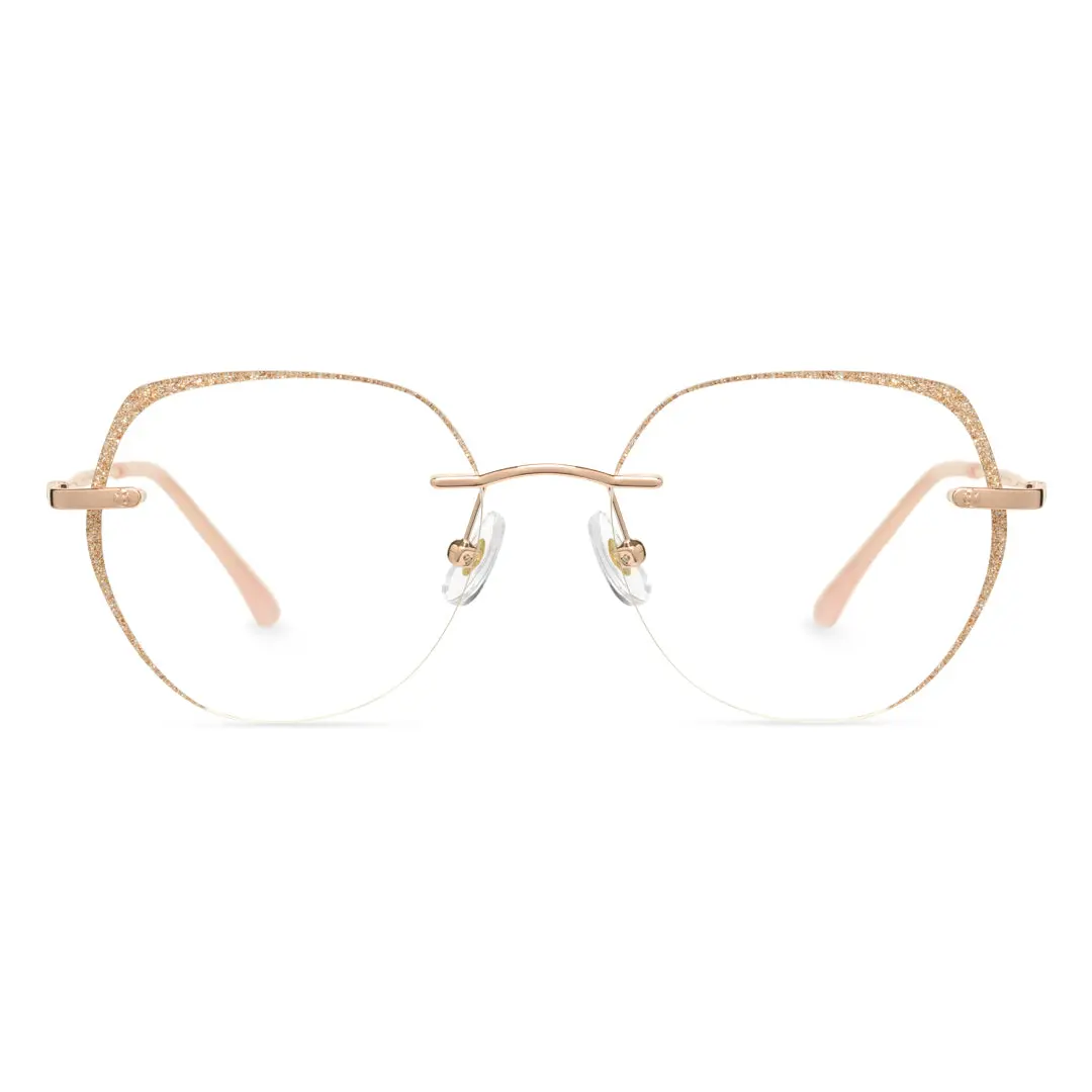 Front view of Haria geometric metal eyeglasses GM0502410 in gold