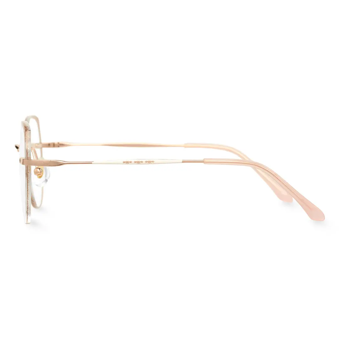 Side view of Haria geometric metal eyeglasses GM0502410 in gold