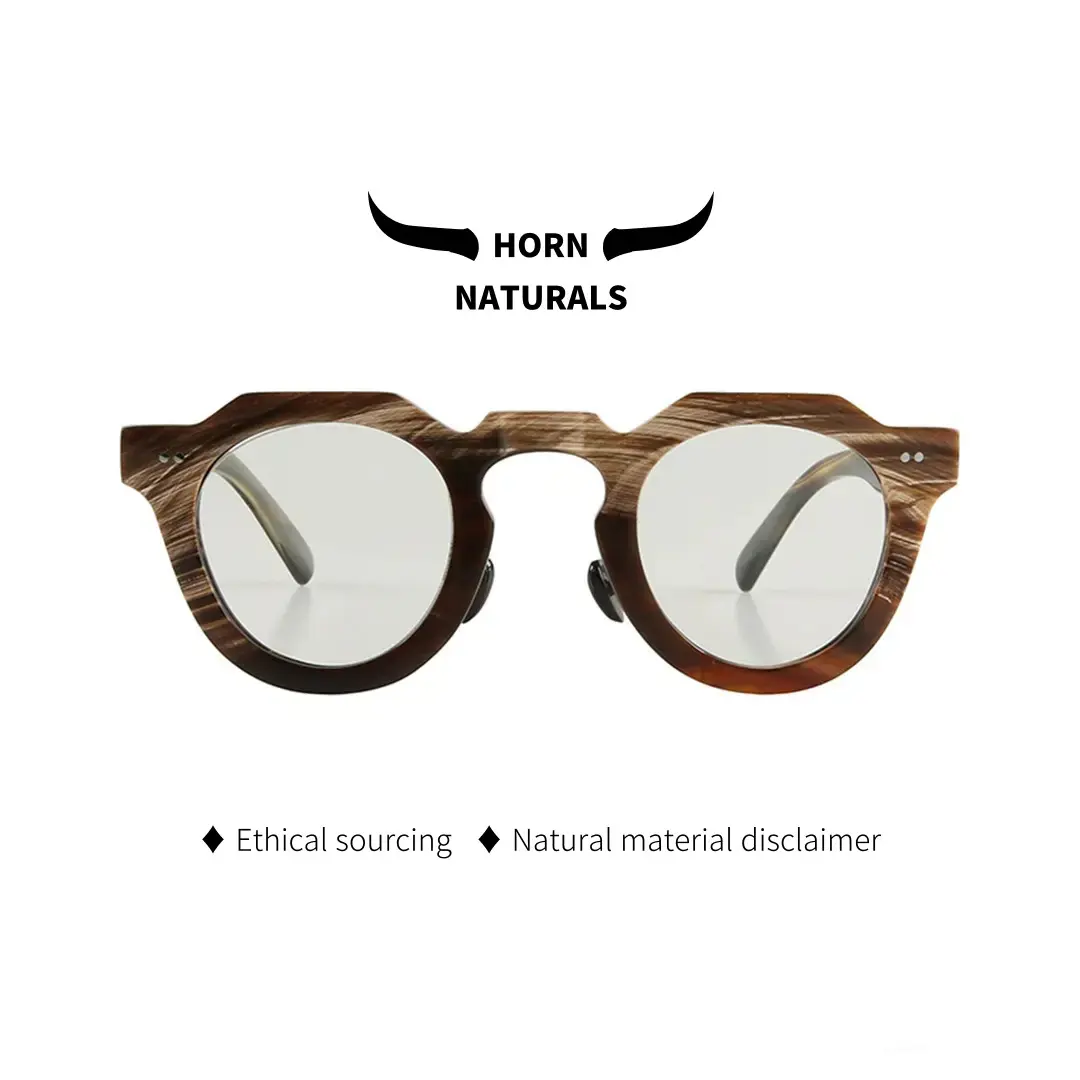 Front view of Solum geometric natural ox horn handcrafted eyeglasses GO0272511 in brown