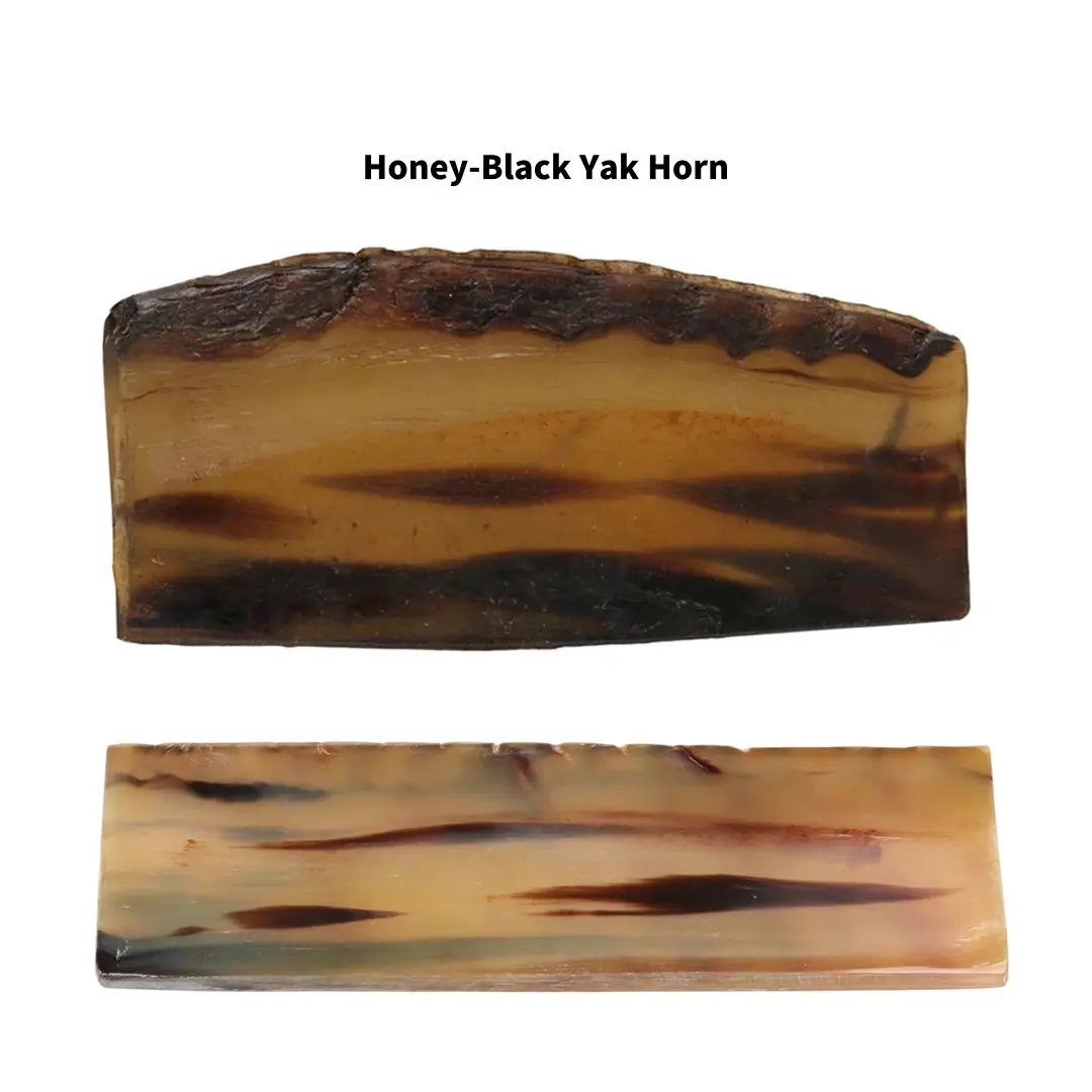 Material detail of Solum geometric natural ox horn handcrafted eyeglasses GO0272511 in brown