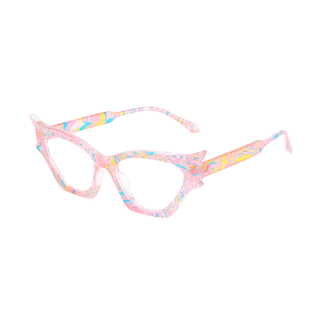 Angle view of Darry y2k geometric pc eyeglasses in pink. SPU: GP0092408