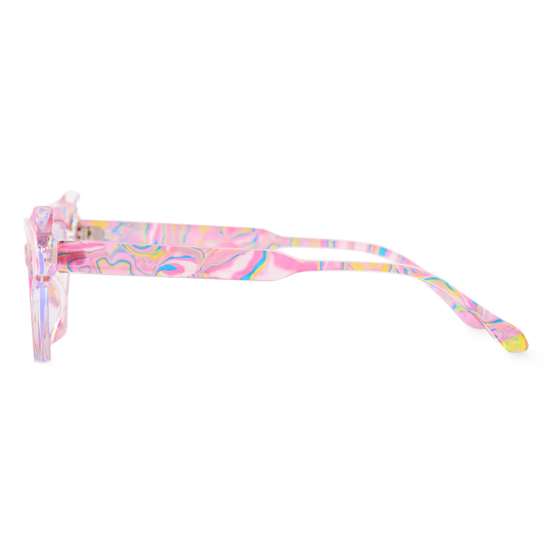 Side view of Darry y2k geometric pc eyeglasses in pink. SPU: GP0092408