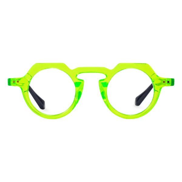 Front view of Zion geometric pc eyeglasses GP0122308 in bright green