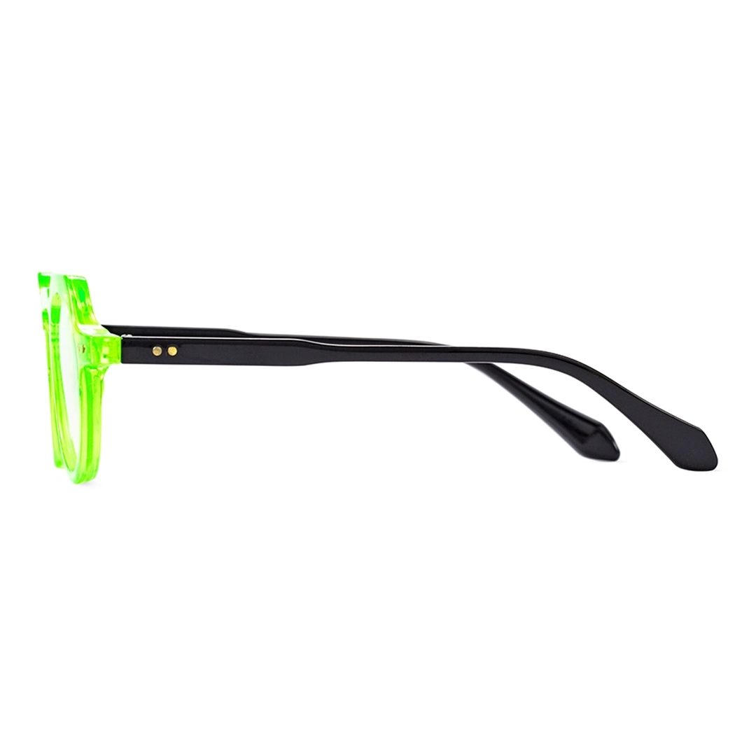 Side view of Zion vintage geometric pc eyeglasses GP0122308 in bright green