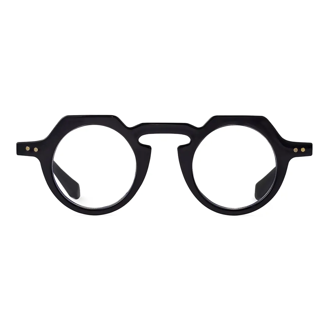 Front view of Zion vintage geometric pc eyeglasses GP0122308 in black