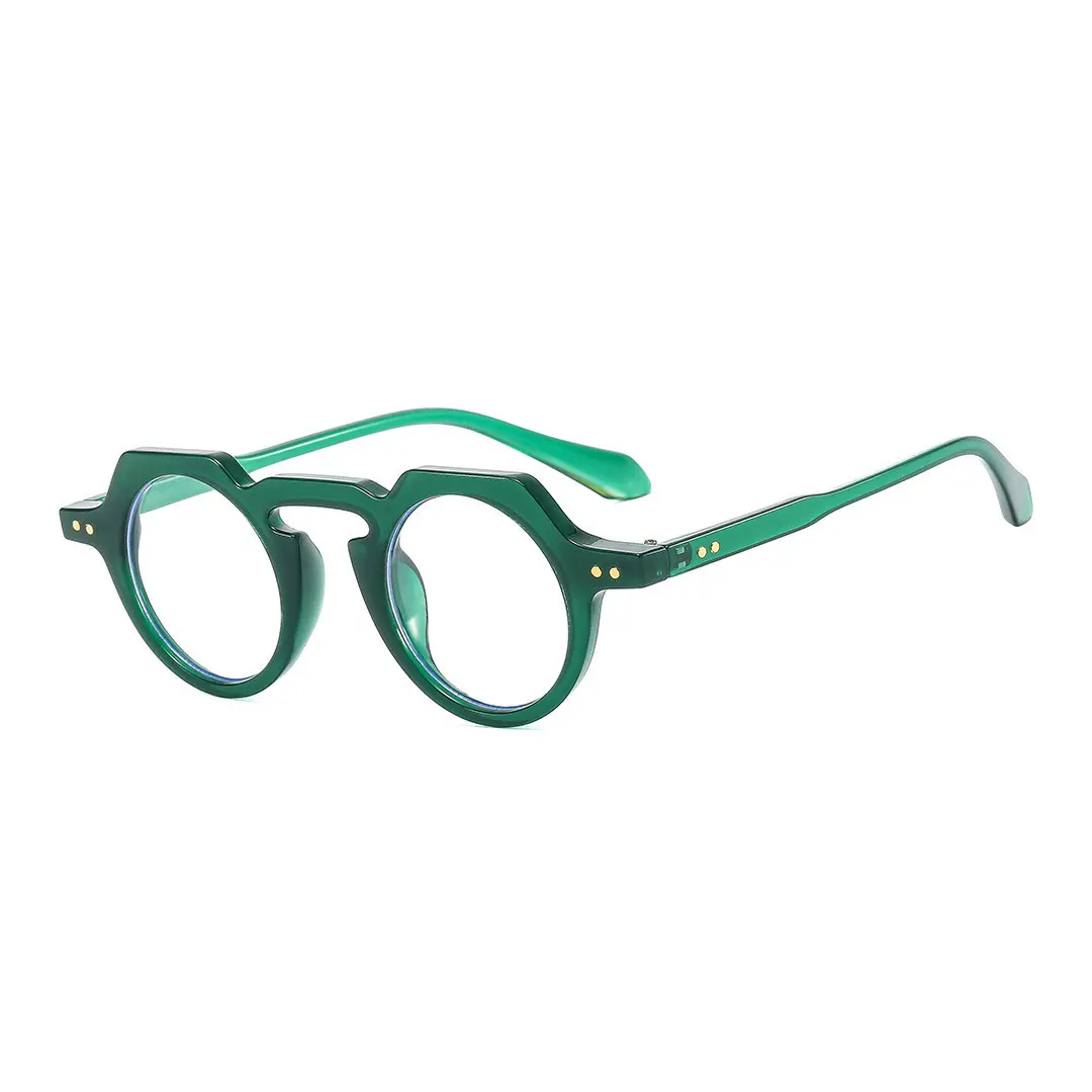 Angle view of Zion vintage geometric pc eyeglasses GP0122308 in green