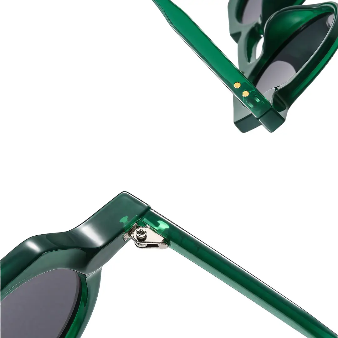 Hinge detail of Zion vintage geometric pc eyeglasses GP0122308 in green