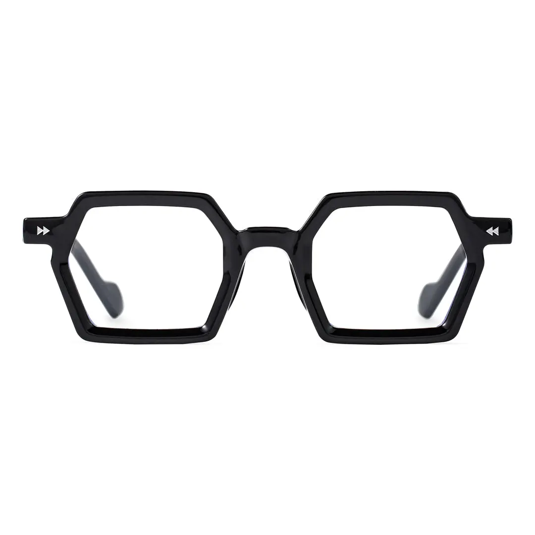 Front view of Finn geometric pc eyeglasses GP0132308 in black