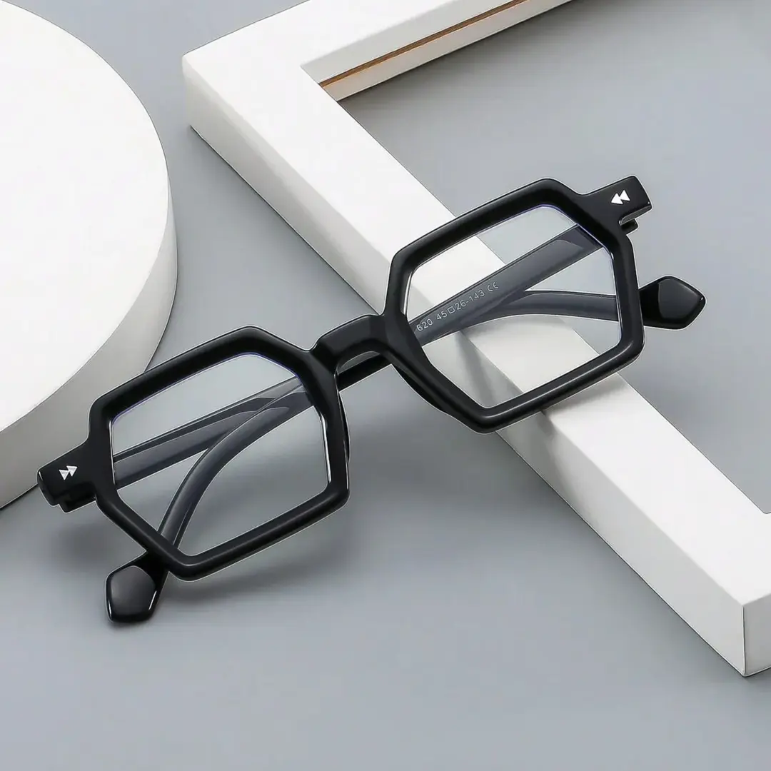 Scene view of Finn geometric pc eyeglasses GP0132308 in black