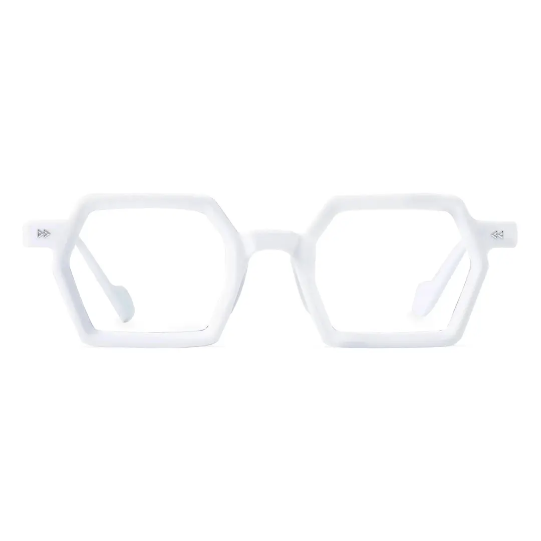 Front view of Finn geometric pc eyeglasses GP0132308 in white