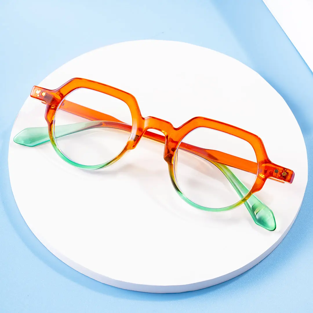 Scene view of Levi geometric pc eyeglasses GP0142308 in orange