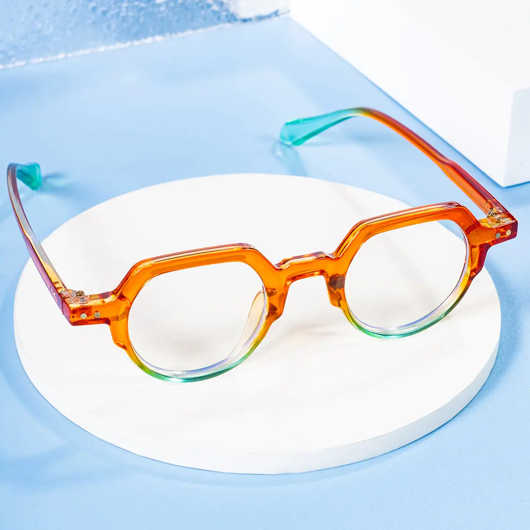Set view of Levi geometric pc eyeglasses GP0142308 in orange