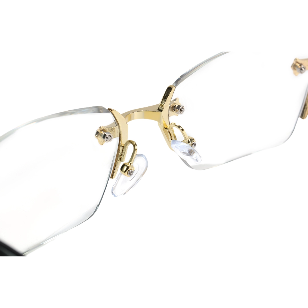 Adjustable nose pad detail of Kairo geometric pc eyeglasses GP0322512 in gold