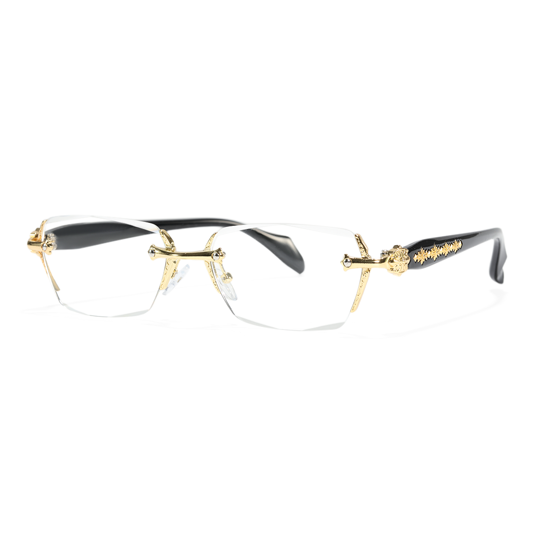 Angle view of Kairo geometric pc eyeglasses GP0322512 in gold
