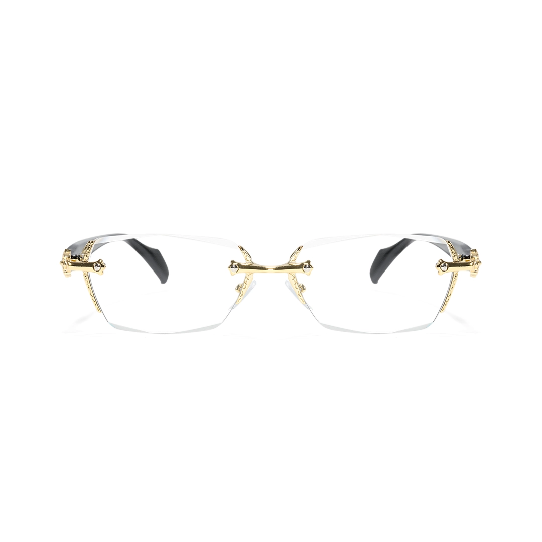 Front view of kairo geometric pc eyeglasses GP0322512 in gold
