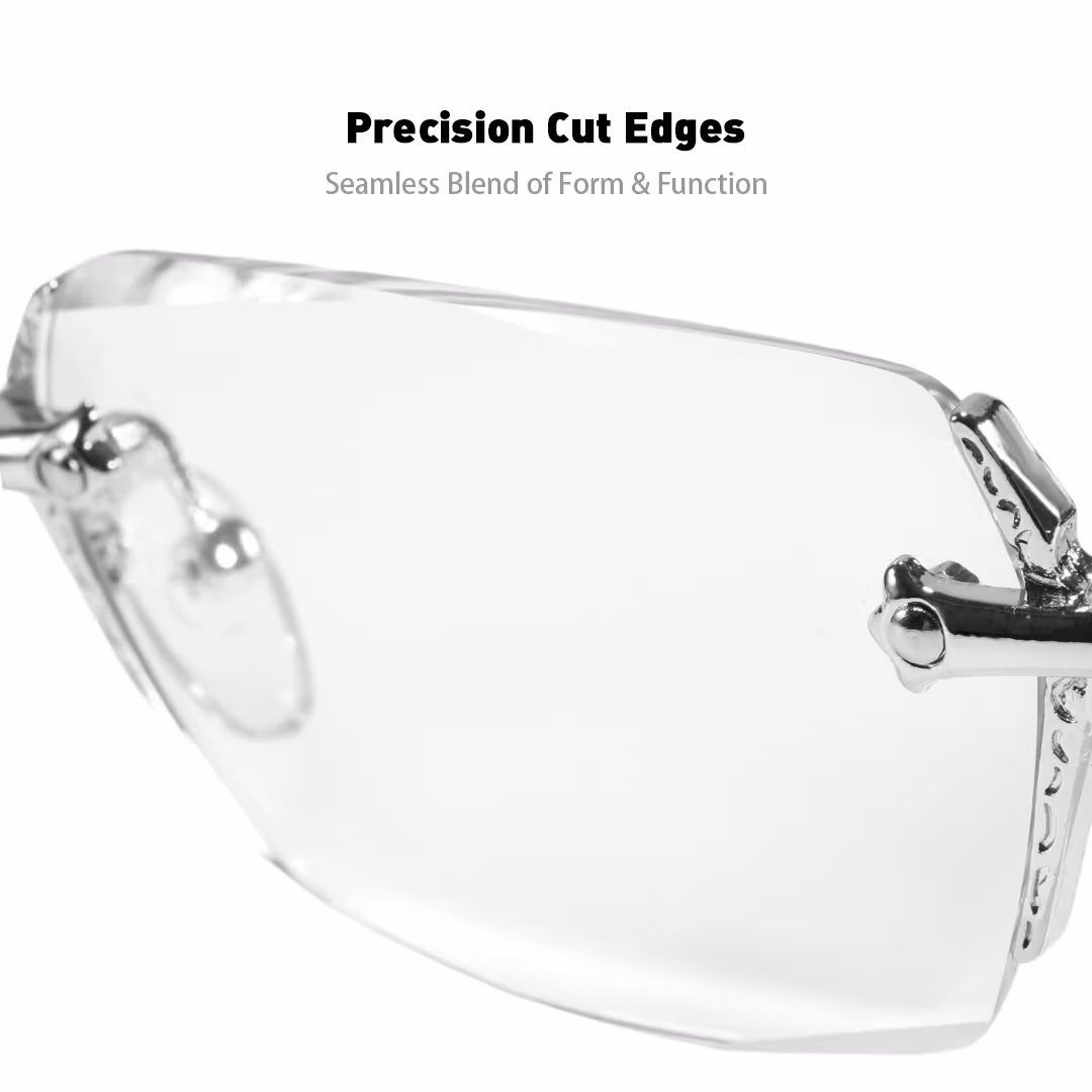 Frame detail view of Kairo geometric pc eyeglasses in silver. SPU: GP0322512