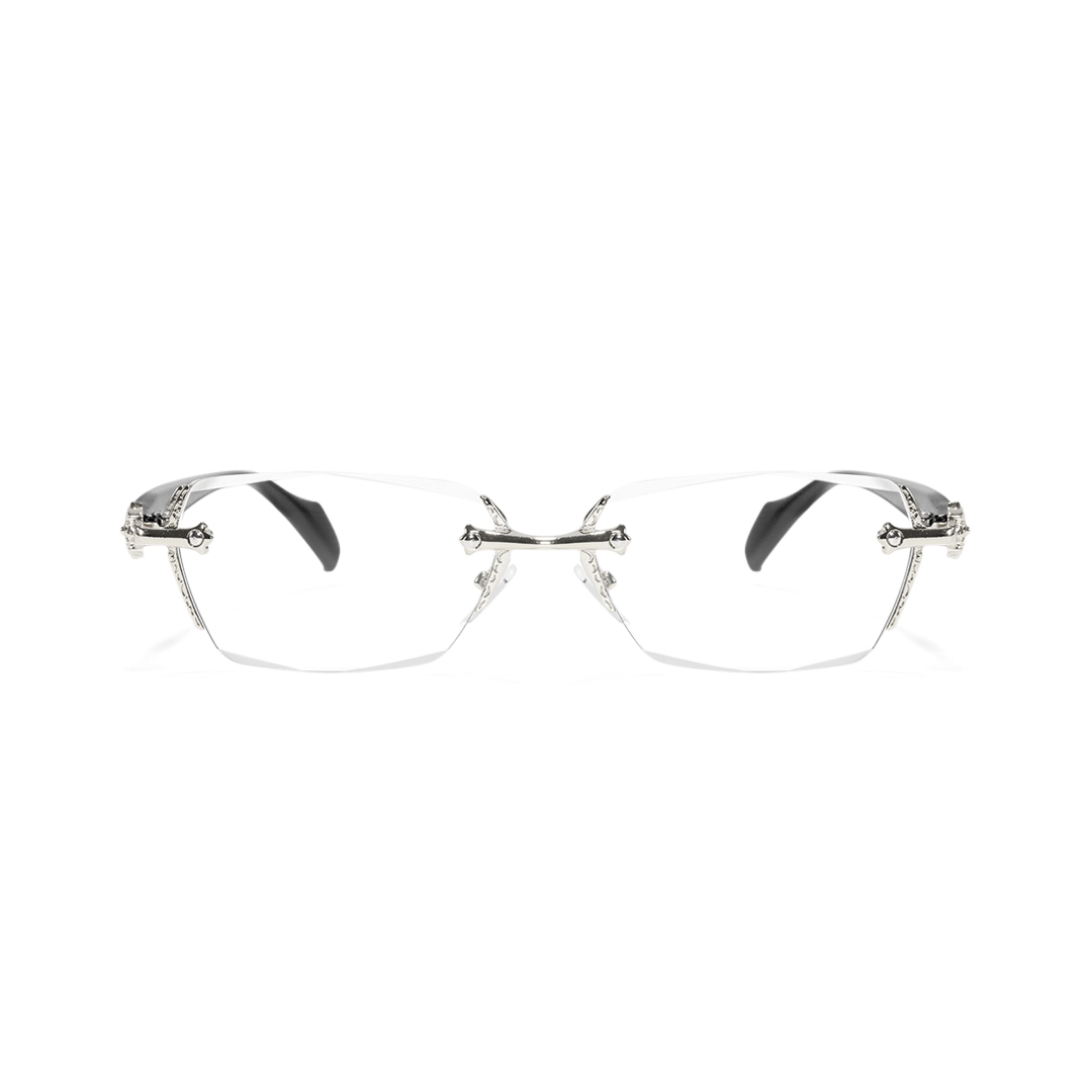 Front view of Kairo y2k geometric pc eyeglasses GP0322512 in silver