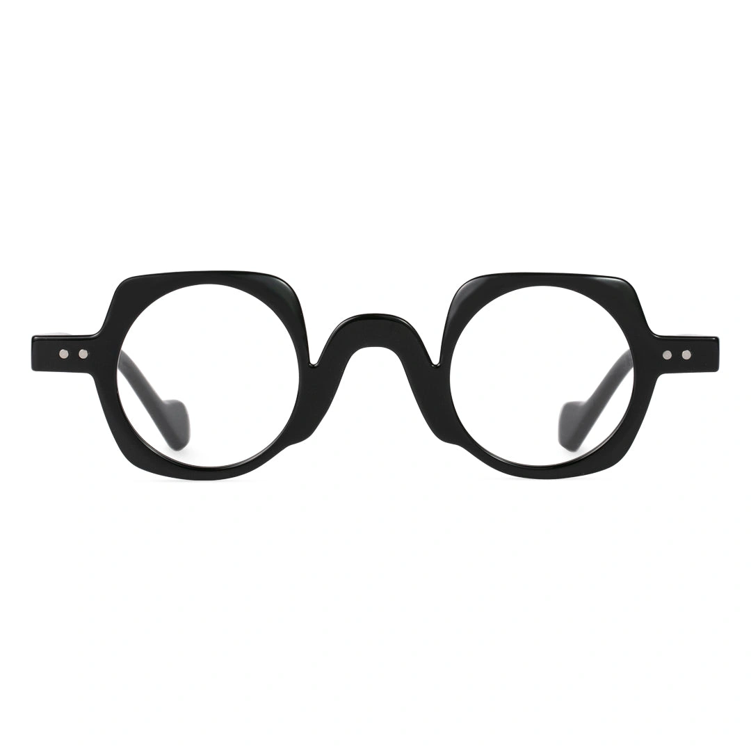 Front view of Rust vintage geometric pc eyeglasses GP0342411 in black