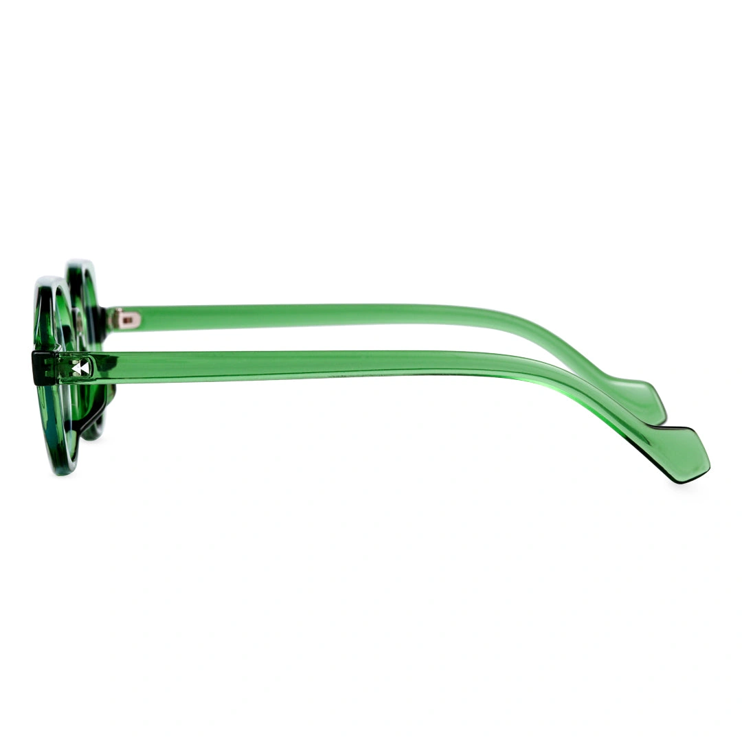 Side view of Rust geometric pc eyeglasses GP0342411 in green