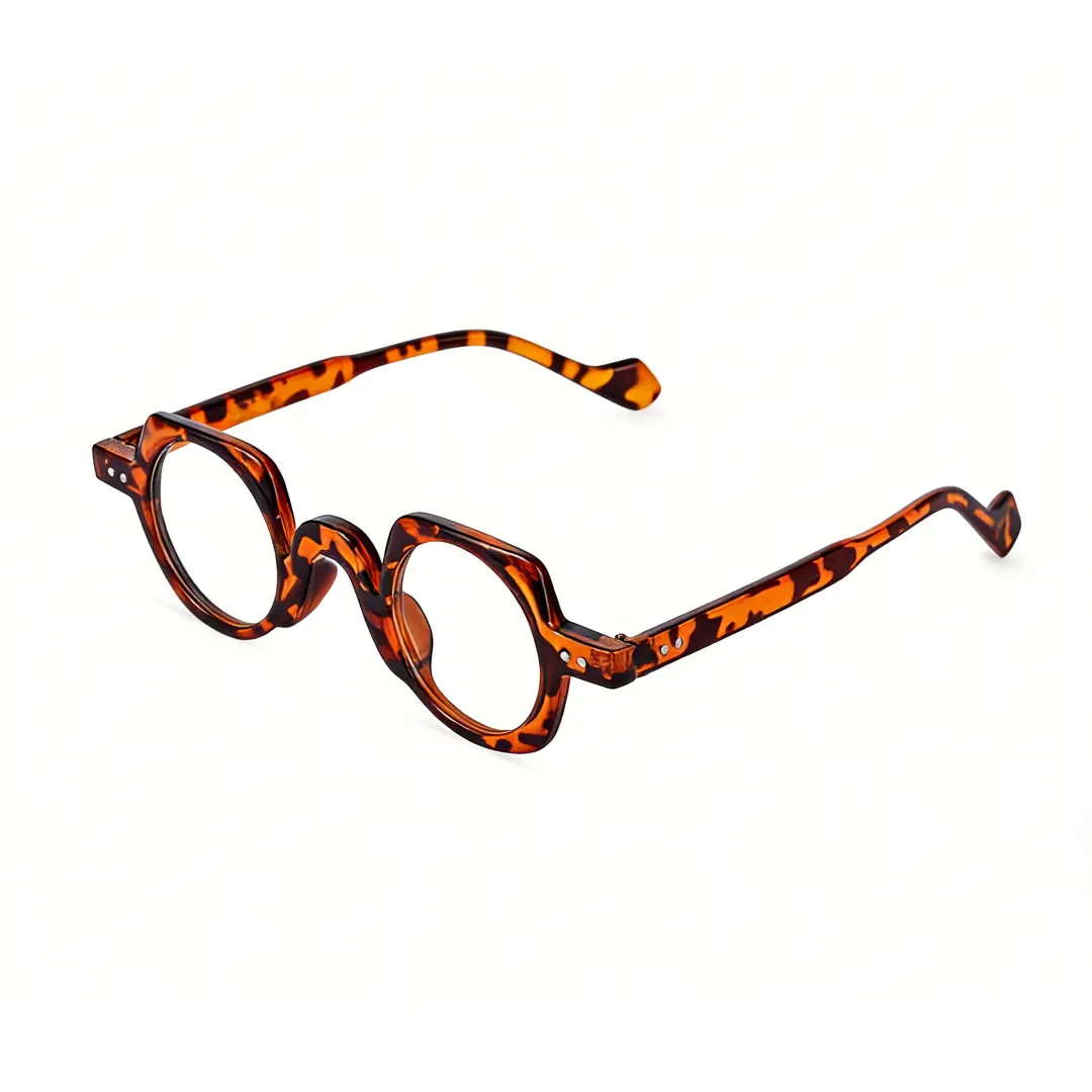 Angle view of Rust vintage geometric pc eyeglasses GP0342411 in tortoise