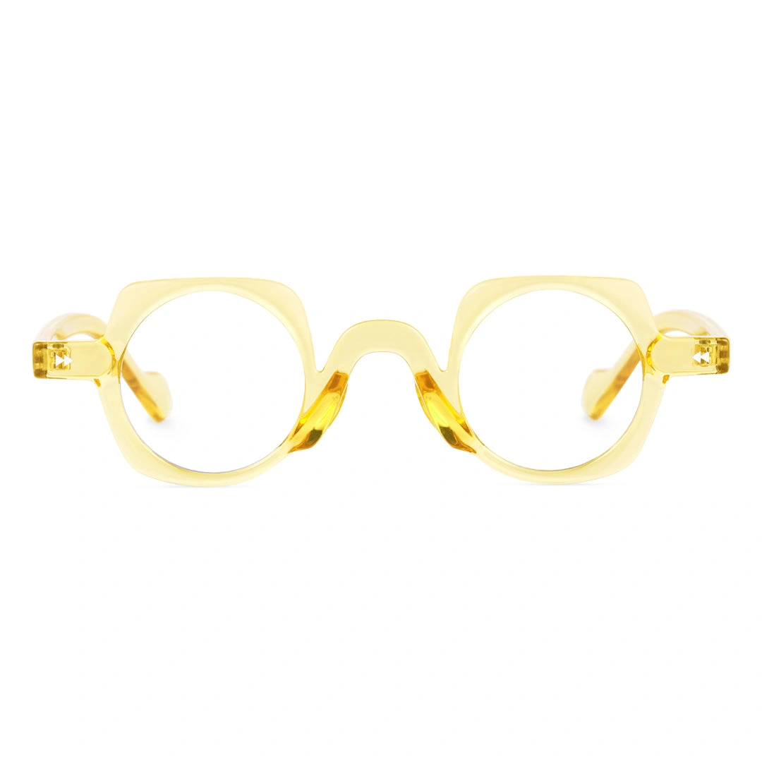 Front view of Rust geometric pc eyeglasses GP0342411 in yellow