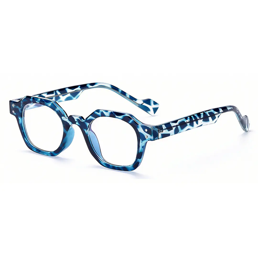 Angle view of Kiri vintage geometric tr90 eyeglasses GR0092308 in blue