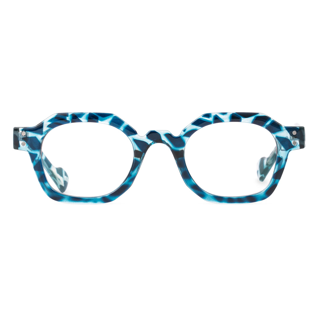 Front view of Kiri vintage geometric tr90 eyeglasses GR0092308 in blue