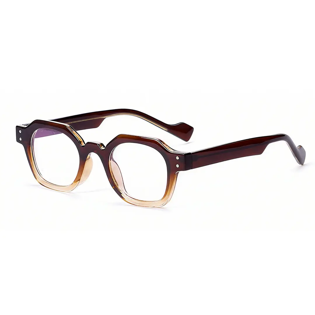 Angle view of Kiri vintage geometric tr90 eyeglasses GR0092308 in brown