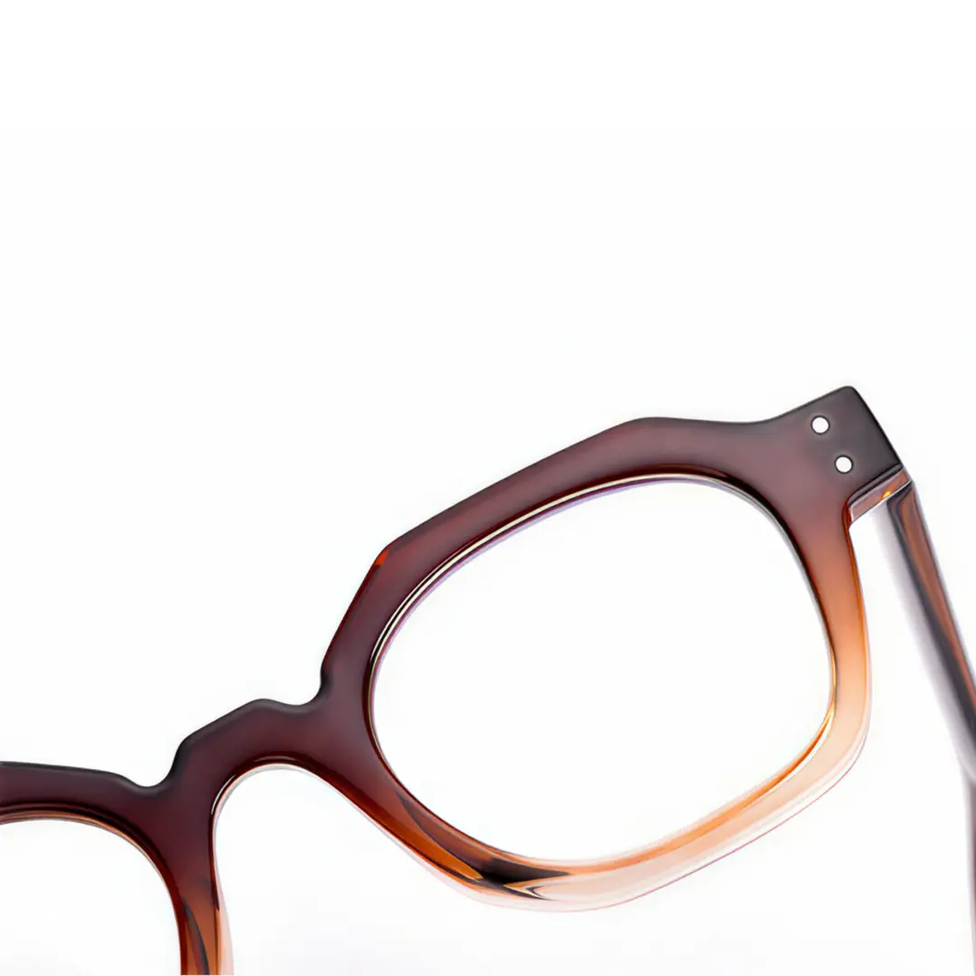 Frame detail view of Kiri vintage geometric tr90 eyeglasses GR0092308 in brown